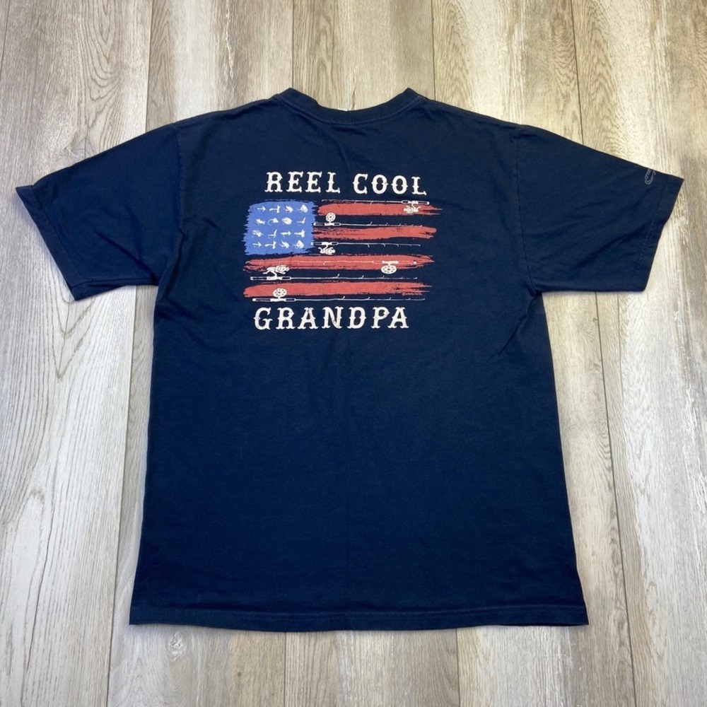 Crazy Shirts Shirt Mens Medium Blue Red Short Sleeve Reel Cool Grandpa Men
